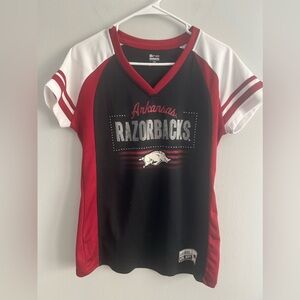 KA For Her Knights Apparel Arkansas‎ Razorback V-neck Shirt Sleeve S